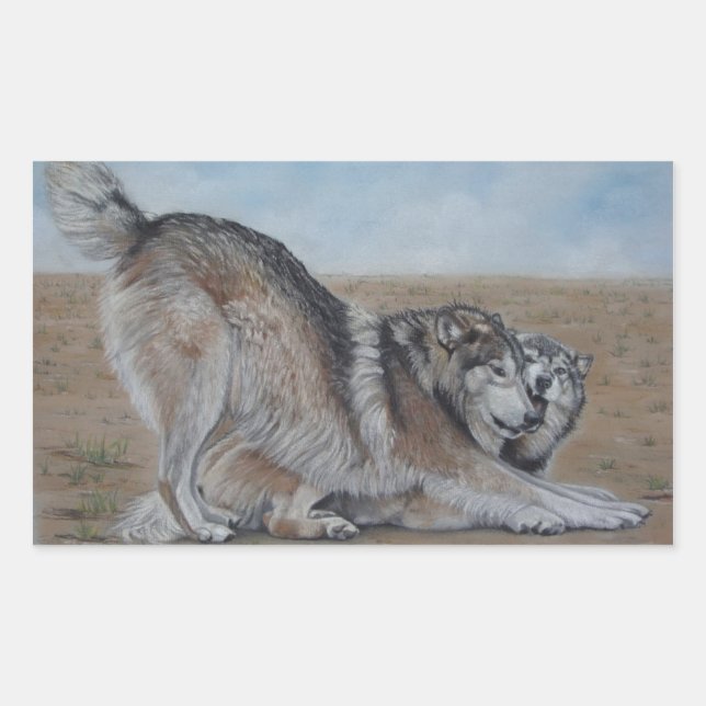 wolf scenic wildlife realist art stickers (Front)