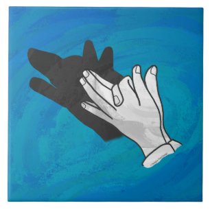 Wolf Shadow on Blue Ceramic Tile
