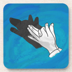 Wolf Shadow on Blue Coaster