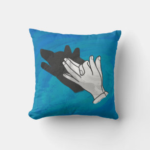 Wolf Shadow on Blue Cushion