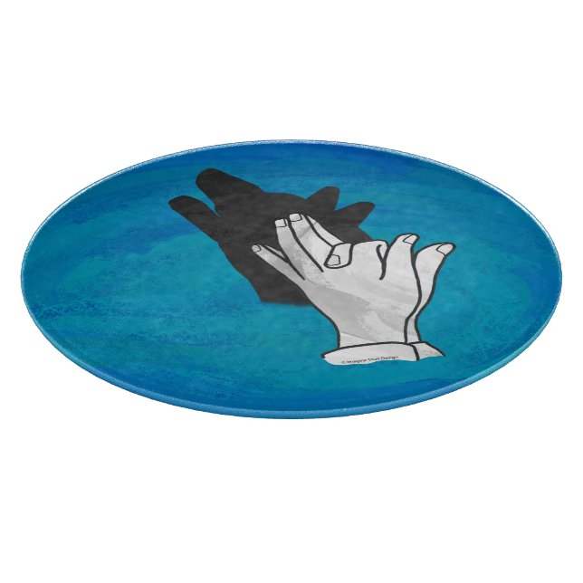 Wolf Shadow on Blue Cutting Board (Corner)