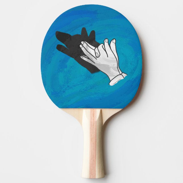 Wolf Shadow on Blue Ping Pong Paddle (Front)