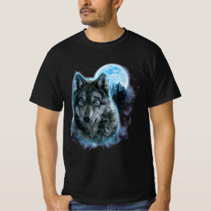 Wolf Shirt, Grey Wolf Hunting Ground, Icy Moon T-Shirt