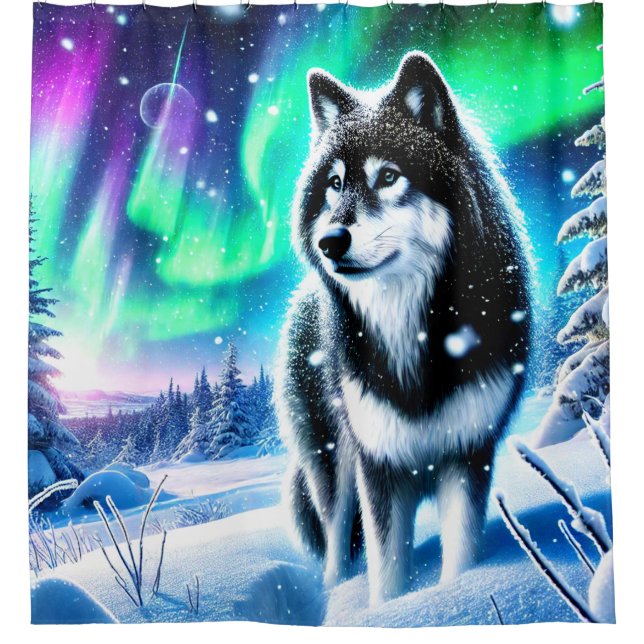 Wolf  shower curtain (Front)