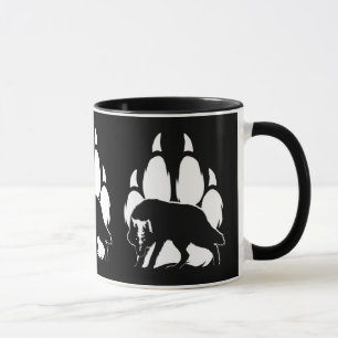 Wolf Silhouette and Footprint Mug
