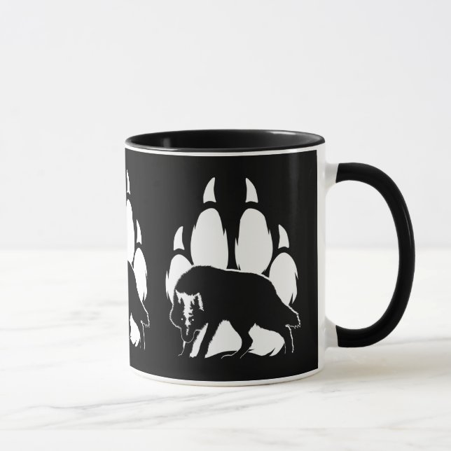 Wolf Silhouette and Footprint Mug (Right)