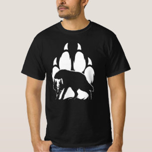 Wolf Silhouette and Footprint T-Shirt