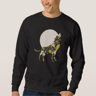 Wolf Silhouette Flower Pattern Dog   Friends Sweatshirt
