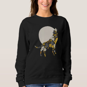 Wolf Silhouette Flower Pattern Dog   Friends Sweatshirt