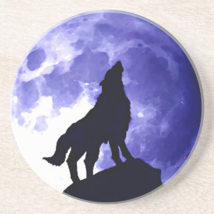 Wolf Silhouette & Full Moon Coaster