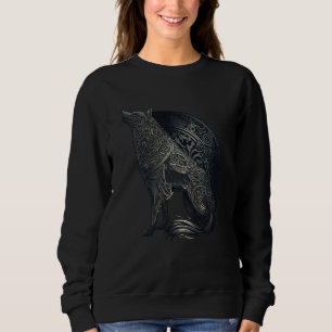 Wolf silhouette Gaelic Celtic style ornaments anim Sweatshirt