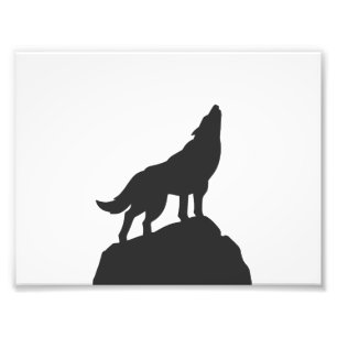 wolf silhouette howling - Choose background colour Photo Print