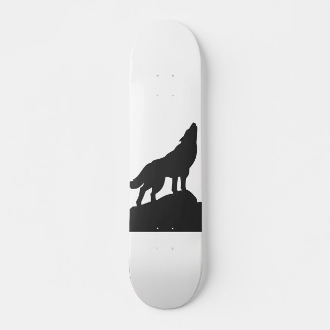 wolf silhouette howling - Choose background colour Skateboard (Front)