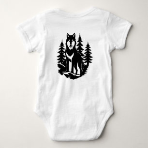 Wolf Silhouette in Forest Baby Bodysuit
