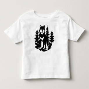 Wolf Silhouette in Forest Toddler T-Shirt