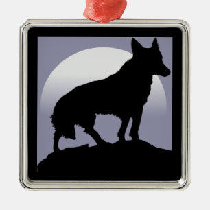 WOLF SILHOUETTE METAL TREE DECORATION