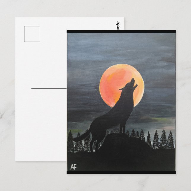 Wolf Silhouette Painting by Alfred Fox Collectible Postcard (Front/Back)