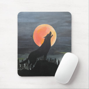 Wolf Silhouette Painting by Alfred Fox Mouse Pad
