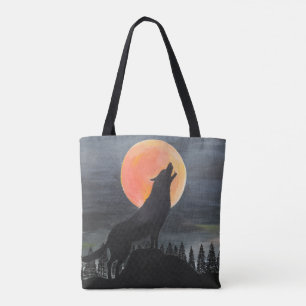 Wolf Silhouette Painting by Alfred Fox Tote Bag