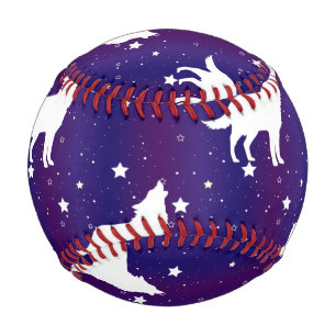 Wolf Silhouette Starry Night Galaxy Lover Universe Baseball