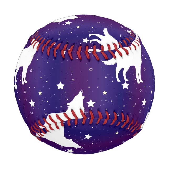 Wolf Silhouette Starry Night Galaxy Lover Universe Baseball (Front)