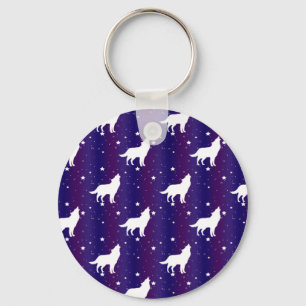 Wolf Silhouette Starry Night Galaxy Lover Universe Key Ring