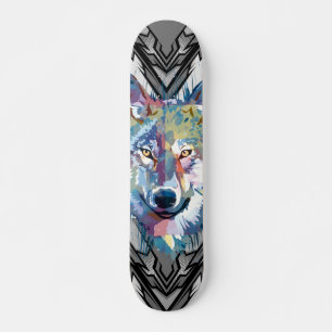 Wolf Skateboard Deck Colourful Wolf Head