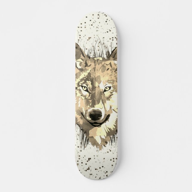 Wolf Skateboard Deck | Sepia Wolf Head (Front)