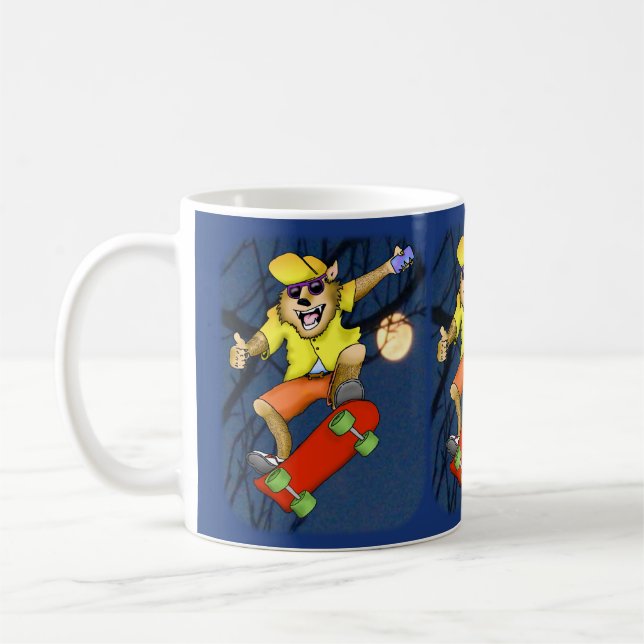 Wolf Skateboarder Mug (Left)
