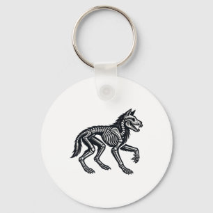 Wolf Skeleton Halloween Key Ring