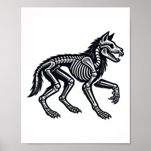 Wolf Skeleton Halloween  Poster