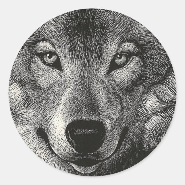 Wolf Sketch Classic Round Sticker (Front)