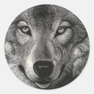 Wolf Sketch Classic Round Sticker