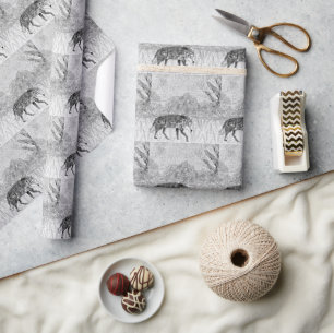 Wolf Sketch Wild Animal Art Monochrome Wrapping Paper