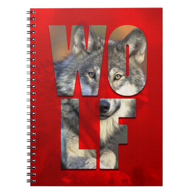 Wolf Sketchbook Animal Photograph with Typography  Notebook (Front)