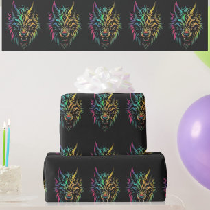 Wolf spirit fenrir wolves face gift wrap