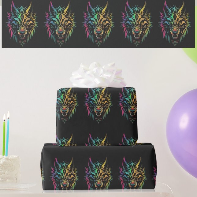 Wolf spirit fenrir wolves face gift wrap (Creator Uploaded)