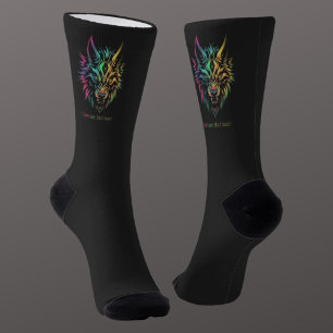 Wolf spirit fenrir wolves face gift wrap socks