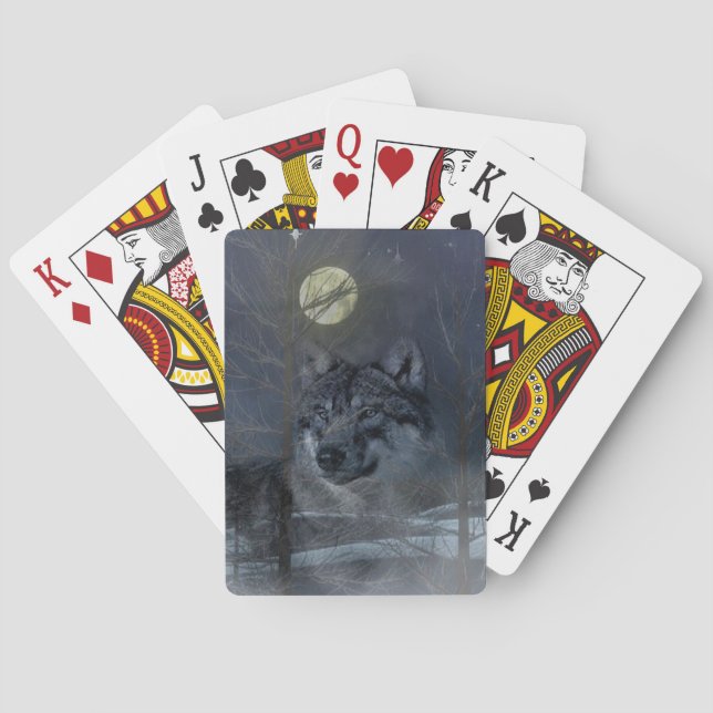 Wolf Spirit Full Moon Playing Cards (Back)