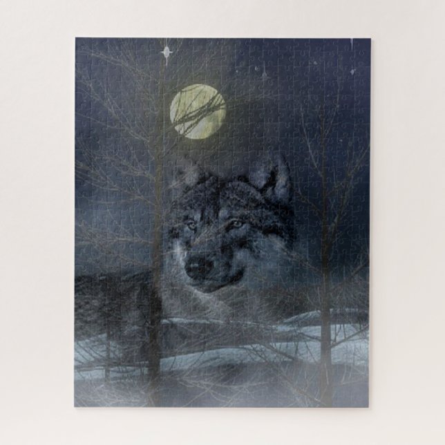 Wolf Spirit Moon Night Jigsaw Puzzle (Vertical)