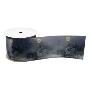 Wolf Spirit Moon Night Satin Ribbon