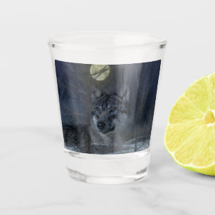 Wolf Spirit Moon Night Shot Glass