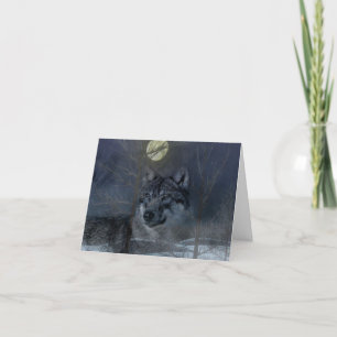 Wolf Spirit Moon Night Thank You Card