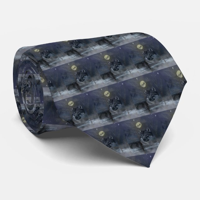 Wolf Spirit Moon Night Tie (Rolled)