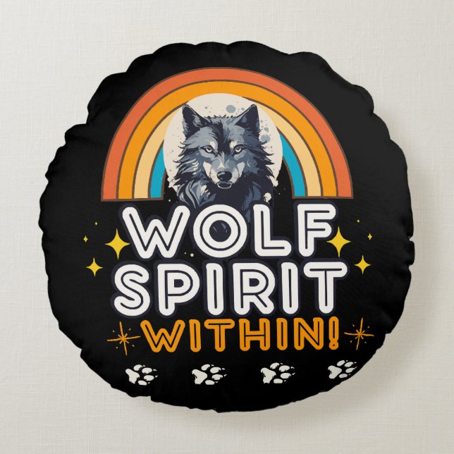 Wolf Spirit Within Round Cushion (Front)
