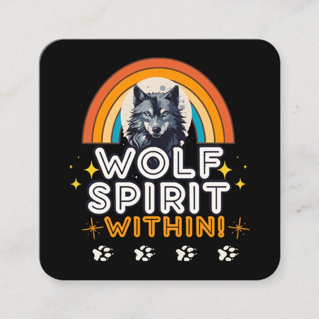 Wolf Spirit Within Square Business Card (Front)
