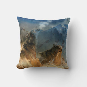 Wolf Spirits in Mountain Mist Cushion