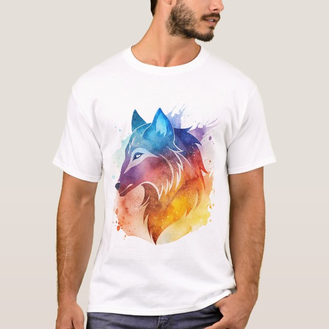 wolf Splash water colour T-Shirt (Front)