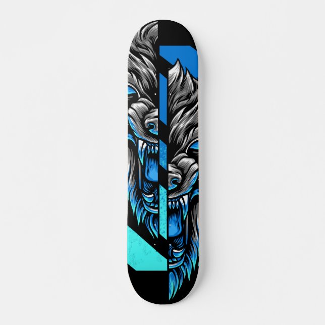 Wolf Split Head Skateboard (Front)
