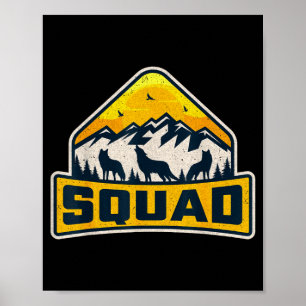 Wolf Squad Animal Lover Family Matching Retro Poster